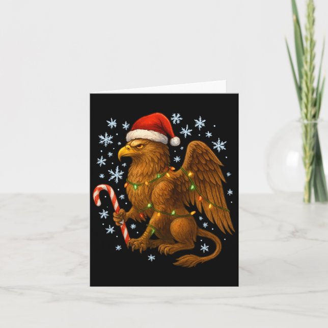 Tarjeta Christmas Griffin Magic Mythical Holiday Srit Long (Anverso)