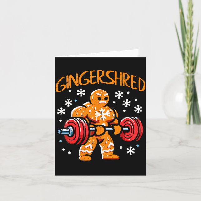 Tarjeta Christmas Gym Gingerbread Gingershred Xmas Workout (Anverso)