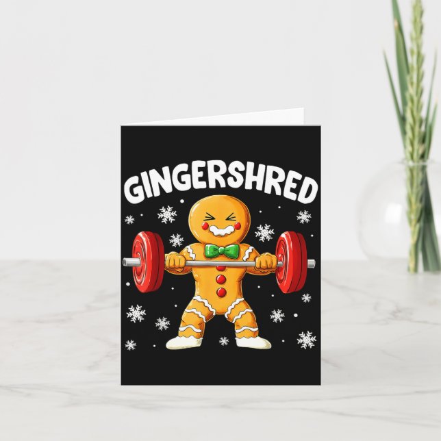Tarjeta Christmas Gym Gingerbread Gingershred Xmas Workout (Anverso)