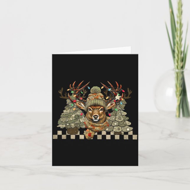 Tarjeta Christmas Holiday Camo Hunting Reindeer Deer Xmas  (Anverso)