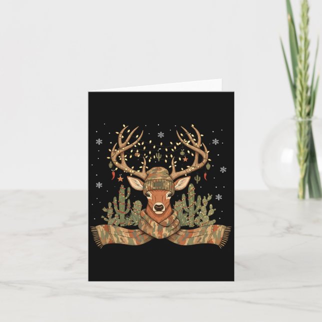 Tarjeta Christmas Holiday Camo Hunting Reindeer Deer Xmas  (Anverso)
