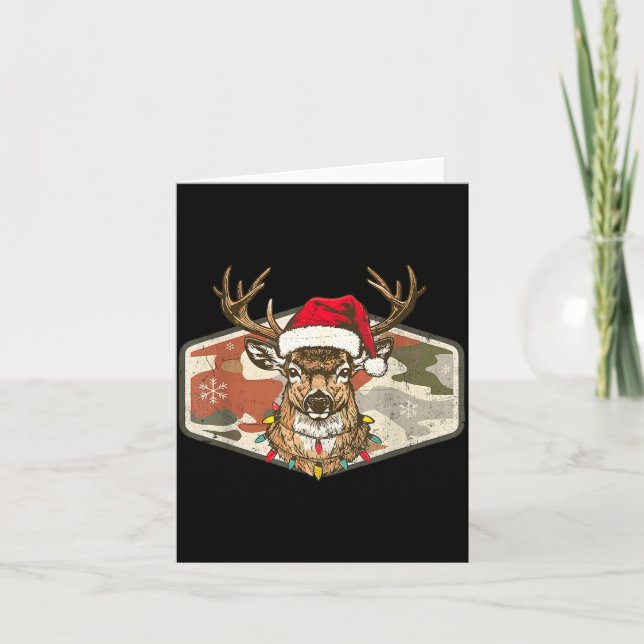 Tarjeta Christmas Holiday Camo Hunting Reindeer Deer Xmas  (Anverso)