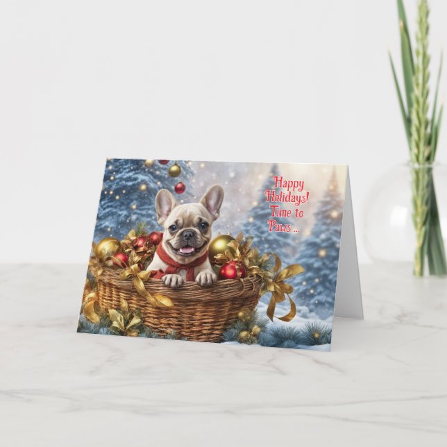Tarjeta Christmas Holiday Cute and Funny Frenchie Bulldog (Anverso)