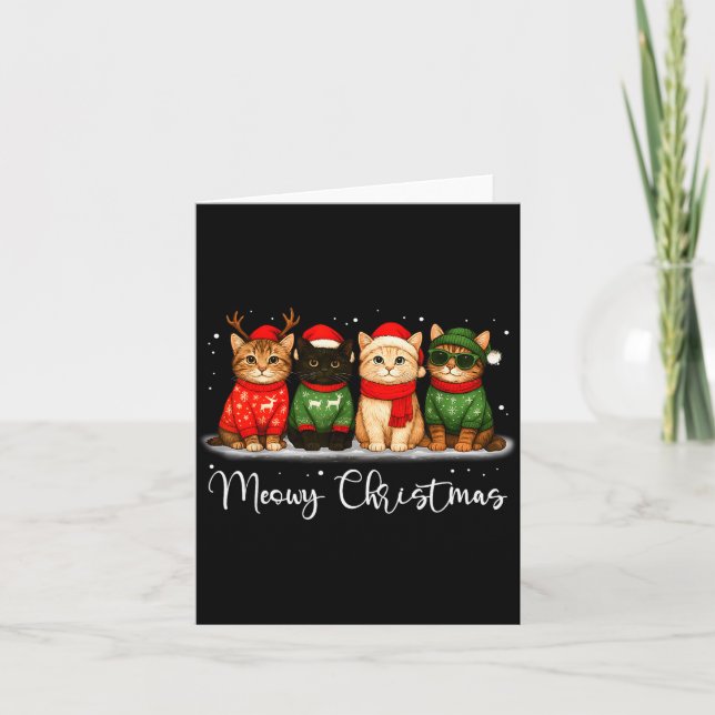 Tarjeta Christmas Holiday Xmas Meowy Christmas Funny Cat S (Anverso)