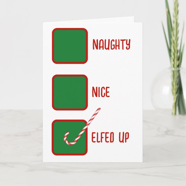 Tarjeta Christmas Humor Naughty Or Nice Check Boxes  (Anverso)