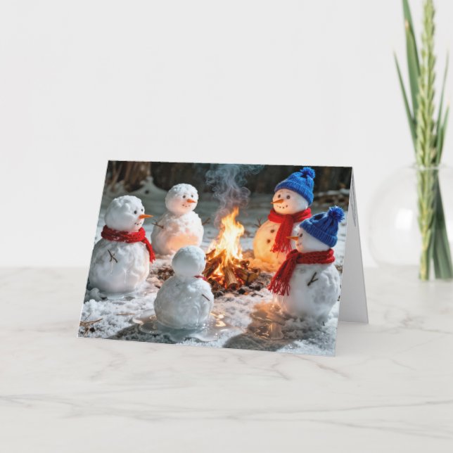 Tarjeta Christmas Humor With Melting Snowmen  (Anverso)