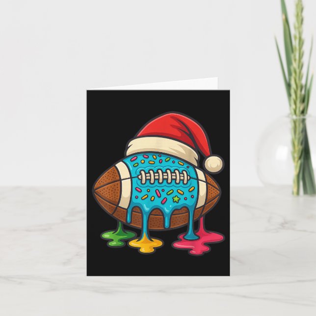 Tarjeta Christmas Ice Cream Drip Boys Football Player Amer (Anverso)