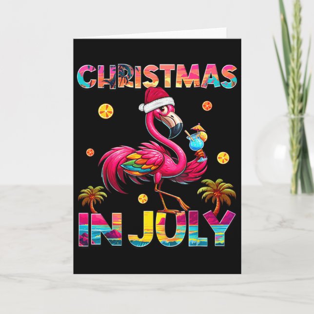 Tarjeta Christmas In July Flamingo Beach Summer Hawaii Gir (Anverso)