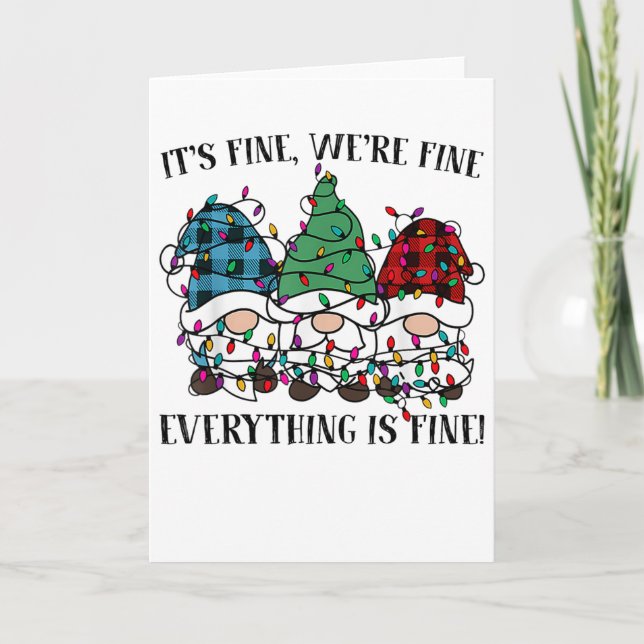 Tarjeta Christmas It's Fine We're Fine Everything Is Fine  (Anverso)