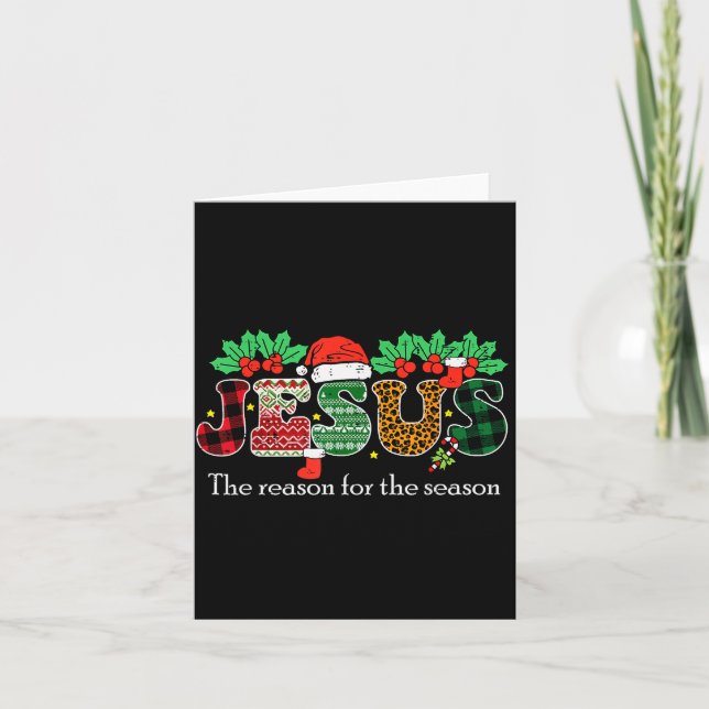 Tarjeta Christmas Jesus Reason Season Xmas Christian Men W (Anverso)
