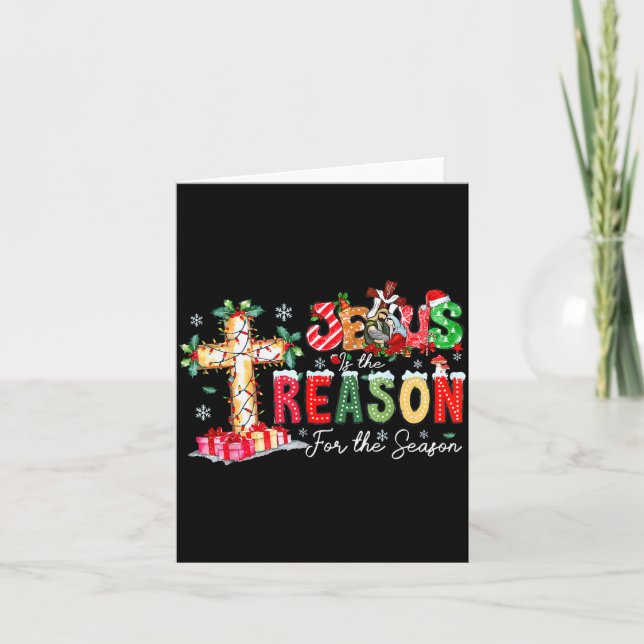Tarjeta Christmas Jesus Reason Season Xmas Christian Men W (Anverso)