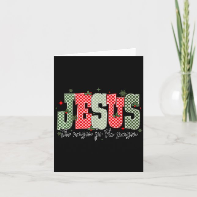 Tarjeta Christmas Jesus Reason Season Xmas Christian Men W (Anverso)