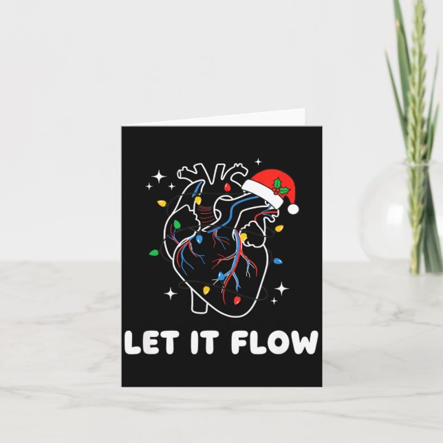 Tarjeta Christmas Let It Flow Cardiac Heart Funny Nurse Ho (Anverso)