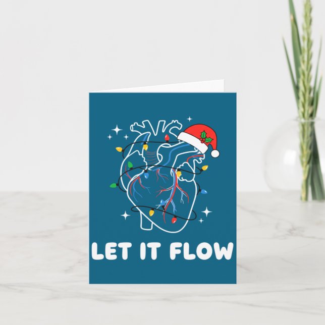 Tarjeta Christmas Let It Flow Cardiac Heart Funny Nurse Ho (Anverso)