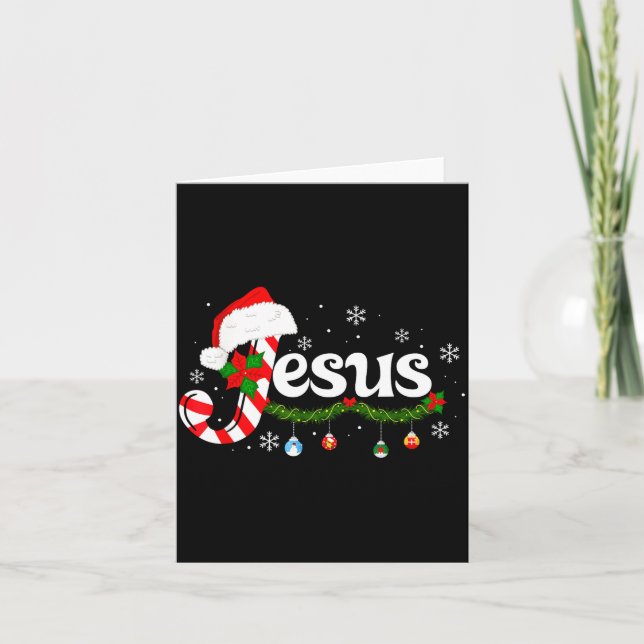 Tarjeta Christmas Letter J For Jesus Christian Candy Cane  (Anverso)