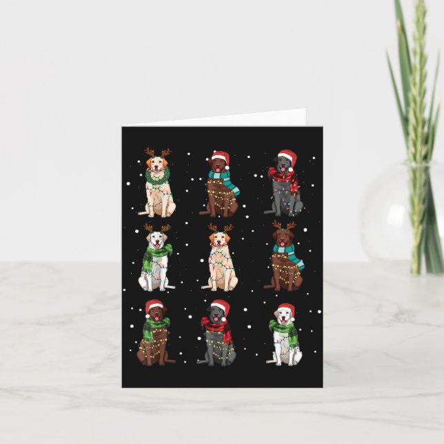 Tarjeta Christmas Lights Labrador Dog Lover Funny Xmas Dog (Anverso)