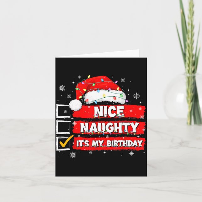 Tarjeta Christmas List Santa Claus Nice Naughty It's My Bi (Anverso)