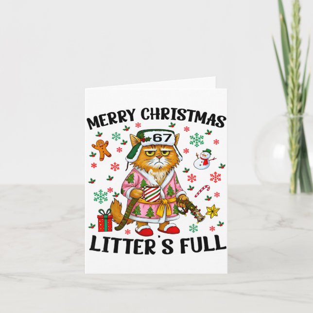 Tarjeta Christmas Litter’s Full 67 Xmas Funny Kitty Gift C (Anverso)