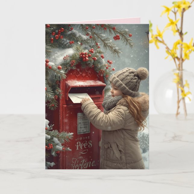 Tarjeta Christmas mailbox warm festive holiday message (flor amarilla)