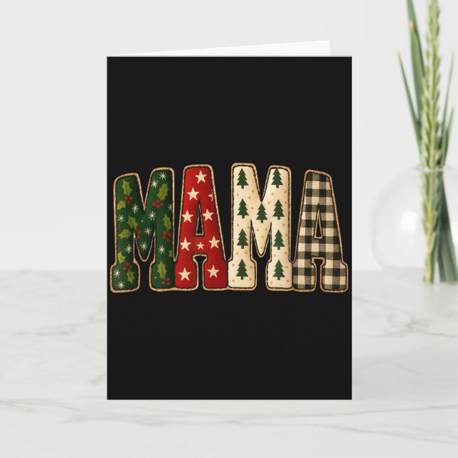 Tarjeta Christmas Mama,tree Buffalo Plaid Mama Funy Gift T (Anverso)