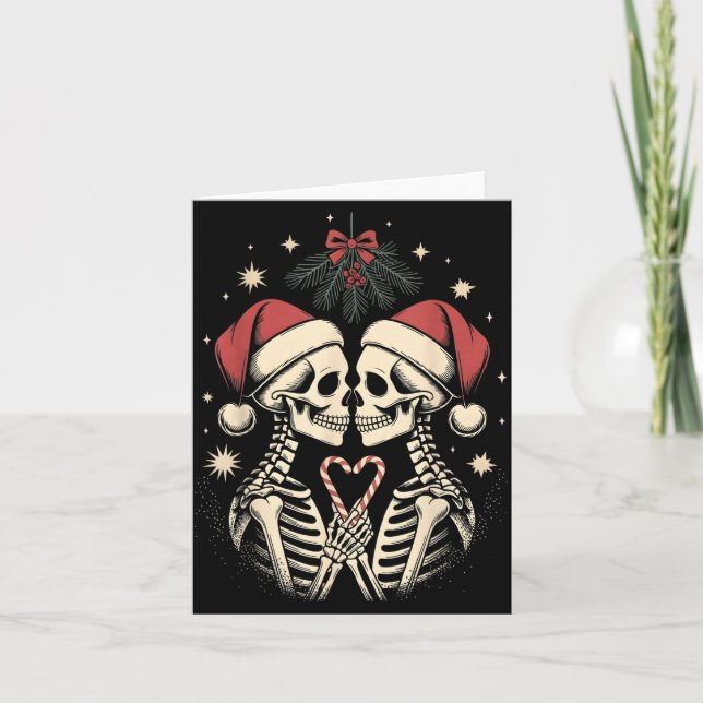 Tarjeta Christmas Matching Gothic Couple Dark Humor Skelet (Anverso)
