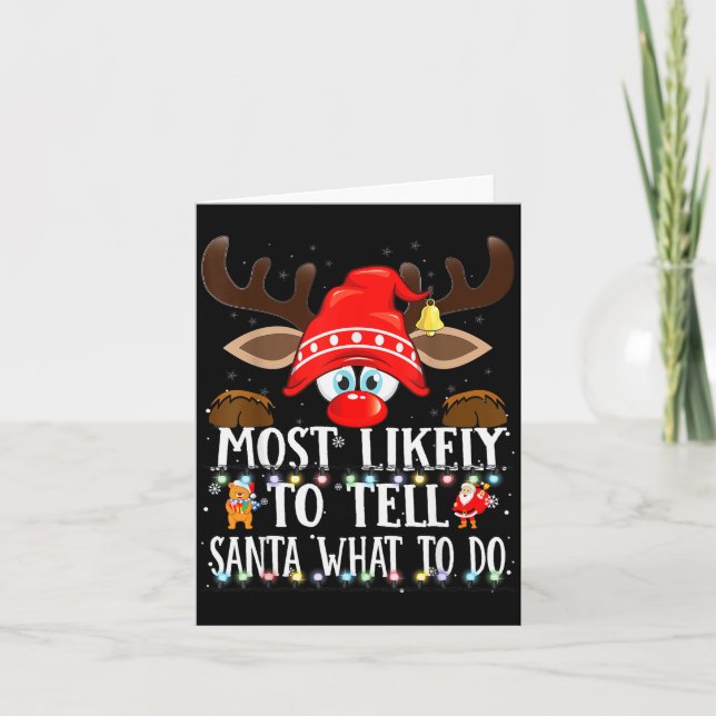 Tarjeta Christmas Matching Most Likely To Tell Santa What  (Anverso)