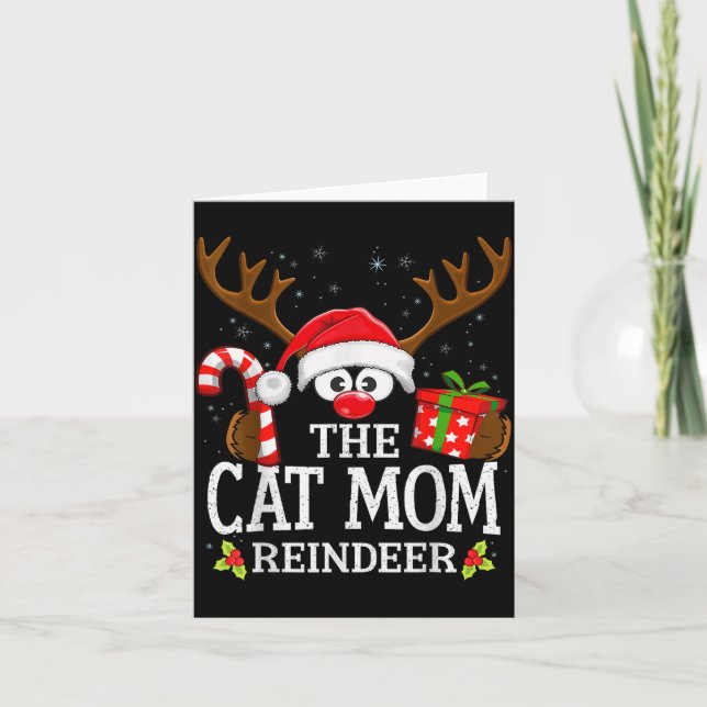 Tarjeta Christmas Matching The Cat Mom Reindeer Family  (Anverso)
