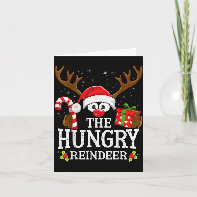 Tarjeta Christmas Matching The Hungry Reindeer Family  (Anverso)