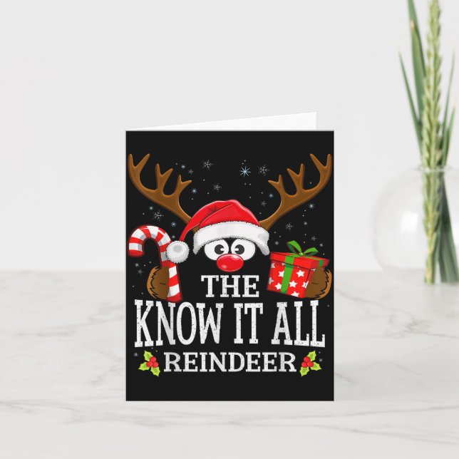 Tarjeta Christmas Matching The Know It All Reindeer Family (Anverso)