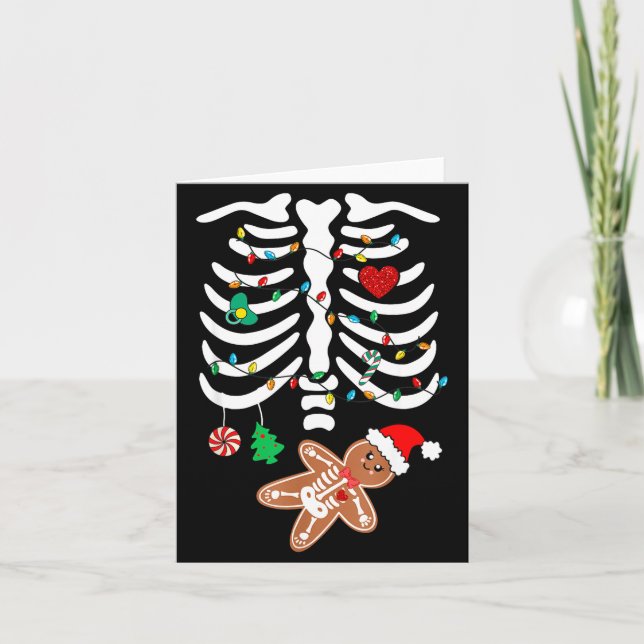 Tarjeta Christmas Maternity Pregnancy Gingerbread Skeleton (Anverso)