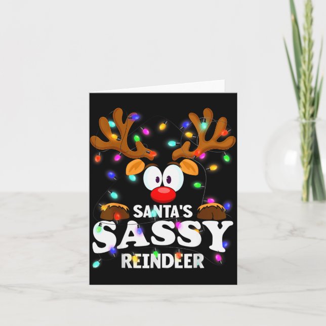 Tarjeta Christmas Men Women Santa's Sy Reindeer  (Anverso)