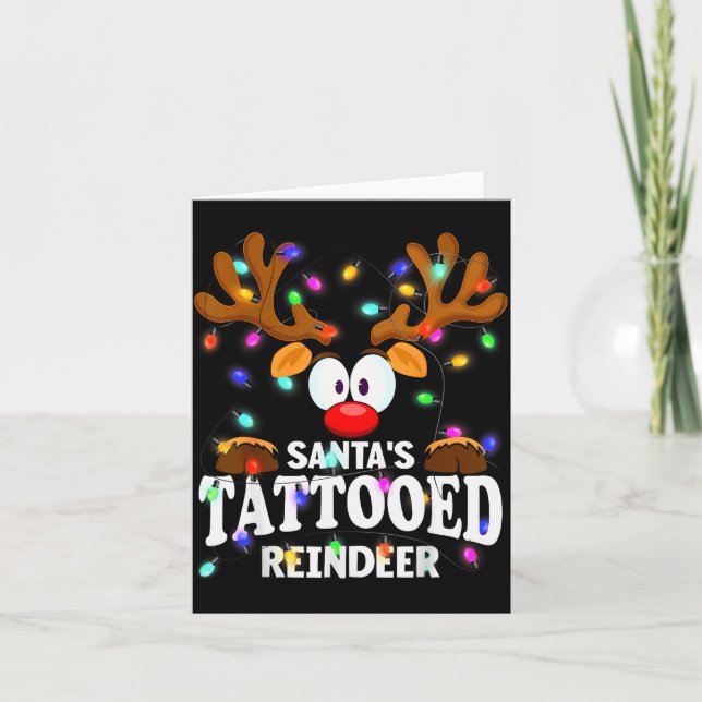 Tarjeta Christmas Men Women Santa's Tattooed Reindeer  (Anverso)