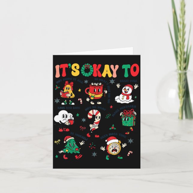 Tarjeta Christmas Mental Health Awareness Men Women It's O (Anverso)