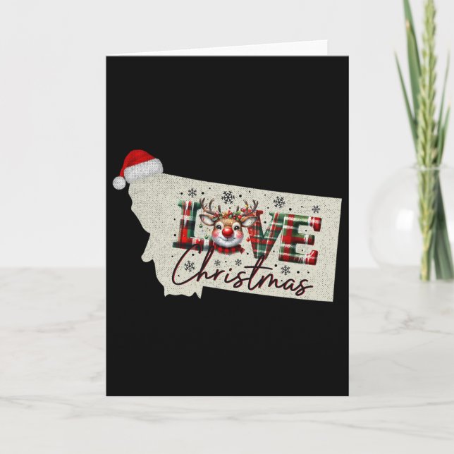 Tarjeta Christmas Montana Xmas State Map Montana Christmas (Anverso)