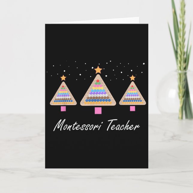 Tarjeta Christmas Montessori Teacher Xmas Tree Teaching Sc (Anverso)