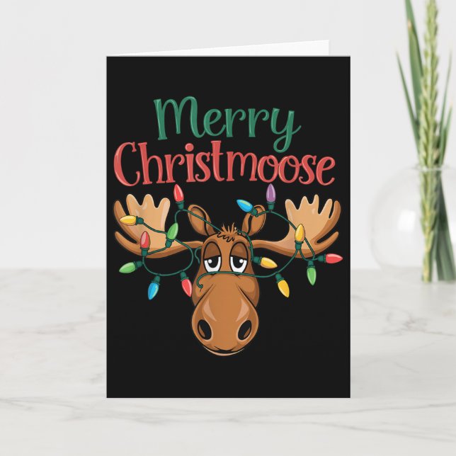 Tarjeta Christmas Moose Merry Christmoose Men Women  (Anverso)