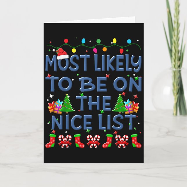 Tarjeta Christmas Most Likely To Be On The Nice List Famil (Anverso)