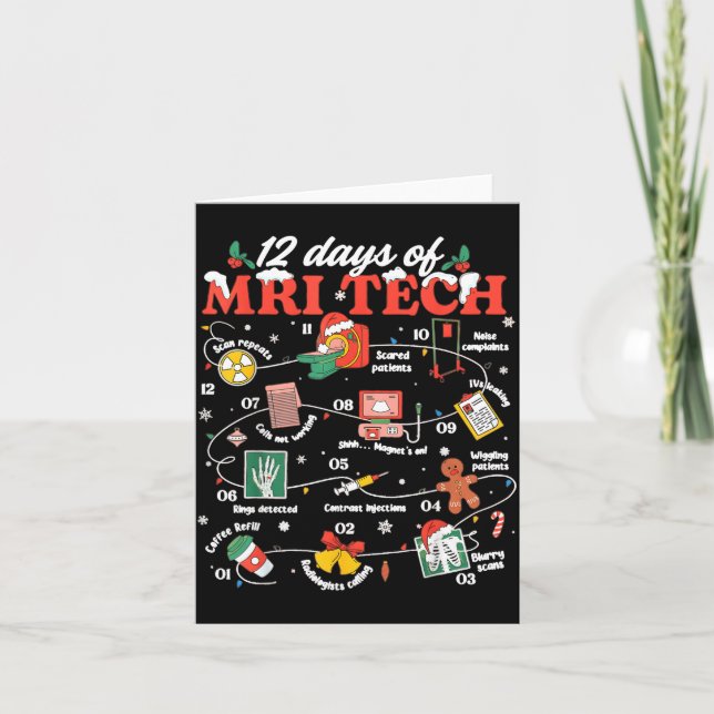 Tarjeta Christmas Mri Tech 12 Days Of Mri Technician New M (Anverso)