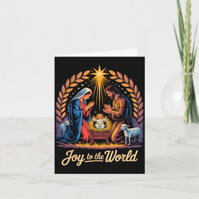Tarjeta Christmas Nativity Christian Birth Of Jesus Joy To (Anverso)