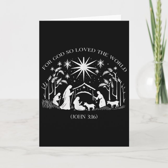 Tarjeta Christmas Nativity Scene For God So Loved The Worl (Anverso)