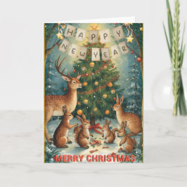Tarjeta Christmas New Year Woodland Greeting Card