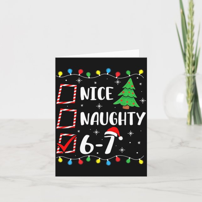 Tarjeta Christmas Nice Naughty 67 Brainrot Funny 6-7 Meme  (Anverso)