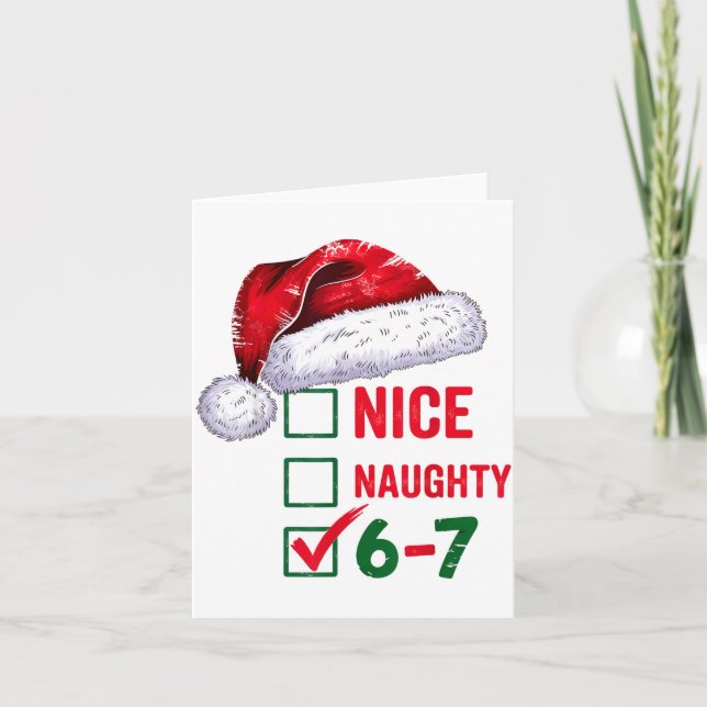 Tarjeta Christmas Nice Naughty 67 Brainrot Funny 6-7 Meme  (Anverso)