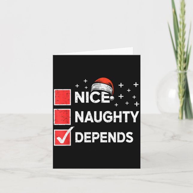 Tarjeta Christmas Nice Naughty Depends Christmas Xmas List (Anverso)