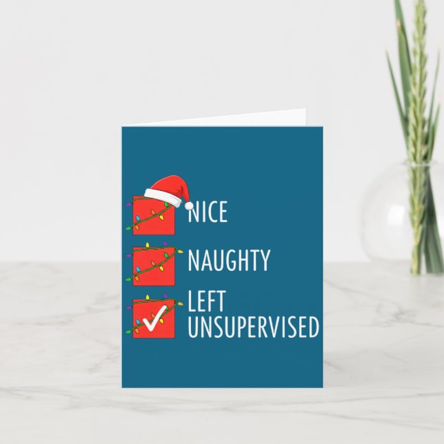 Tarjeta Christmas Nice Naughty Left Unsupervised Naughty O (Anverso)