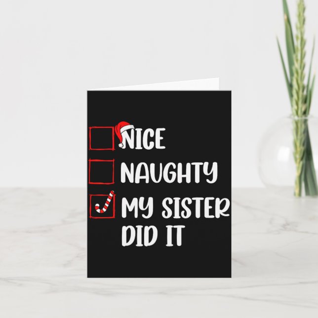 Tarjeta Christmas Nice Naughty Sister Did It Xmas Family B (Anverso)