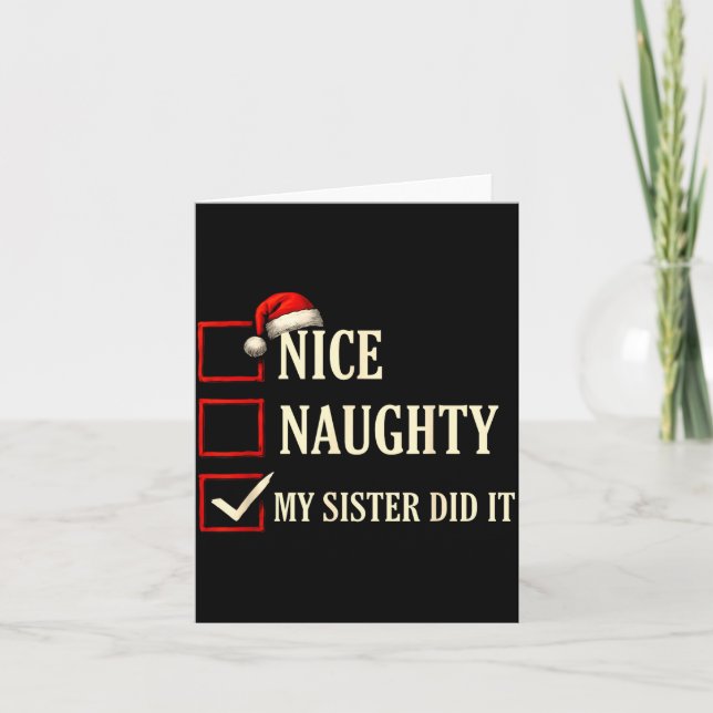 Tarjeta Christmas Nice Naughty Sister Did It Xmas Family B (Anverso)
