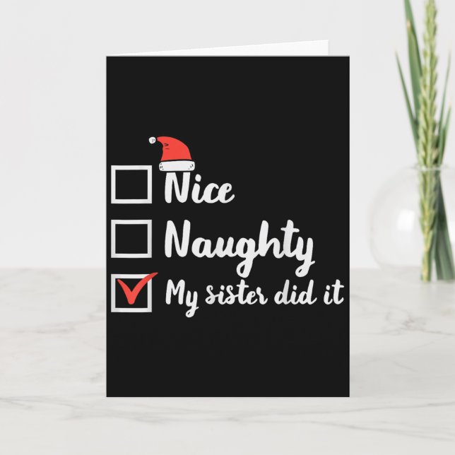 Tarjeta Christmas Nice Naughty Sister Did It Xmas Family B (Anverso)