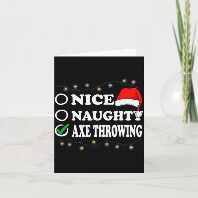 Tarjeta Christmas Nice Or Naughty Or Axe Throwing Pajama  (Anverso)