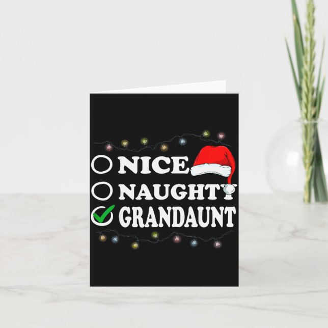 Tarjeta Christmas Nice Or Naughty Or Grandaunt Pajama  (Anverso)